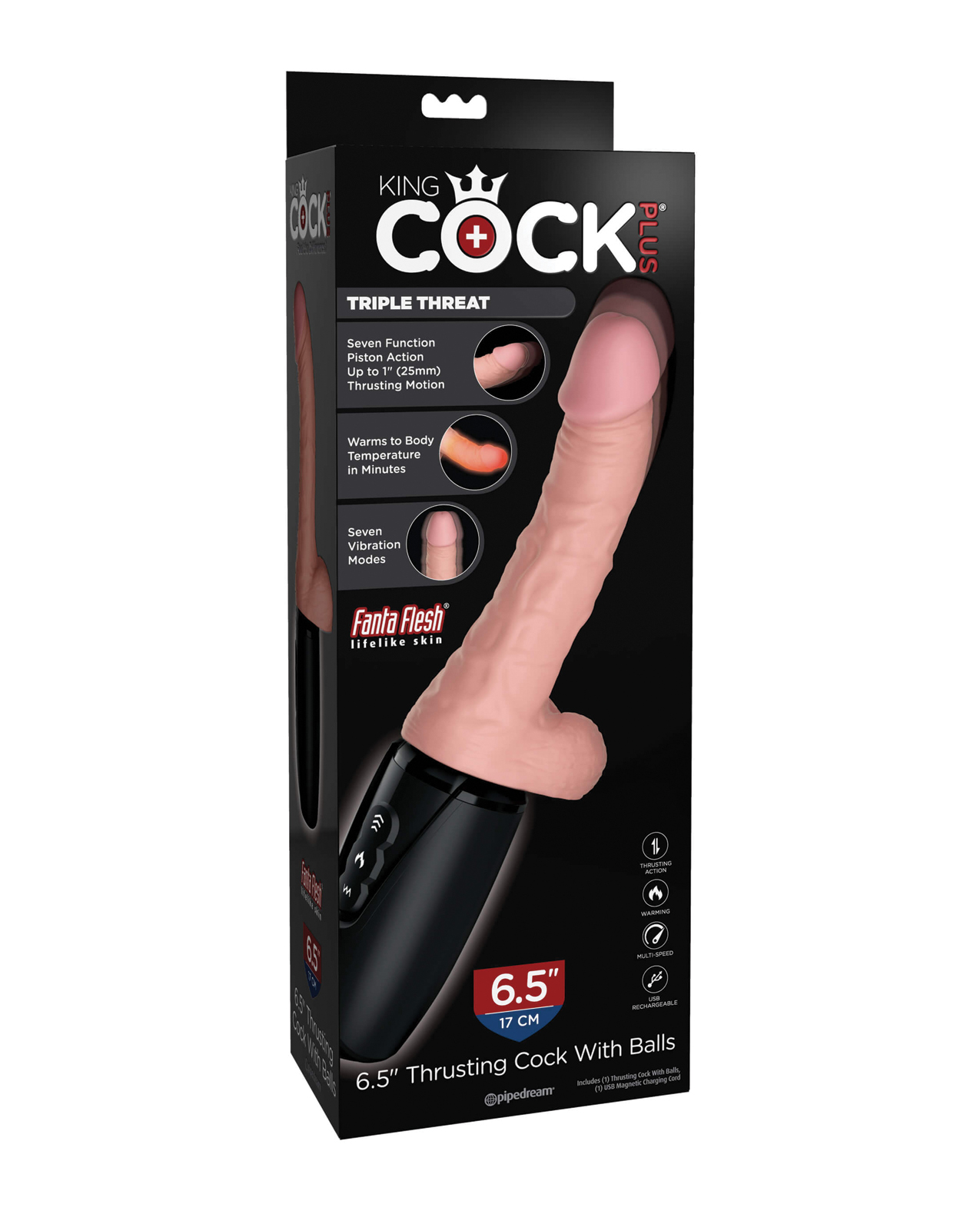 King Cock Plus Thrusting, Warming & Vibrating  Triple Threat Dong